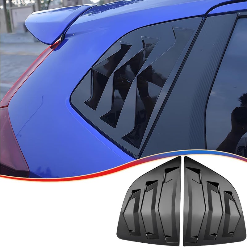 MUXEE 2Pcs Rear Side Window Louvers Air Vent Scoop Shades Cover Blinds Trim for Honda Fit/Jazz 2014 2015 2016 2017 2018 2019 2020 - ABS Bright Black Sport Interior Accessories - Image 1